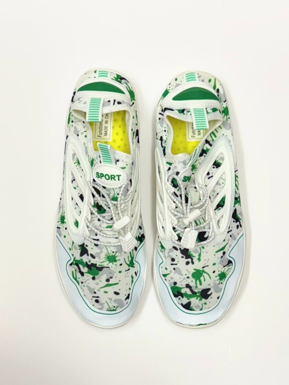 Vivay Mens Water Shoes Sneakers White Green Splatter Streetwear Size 40